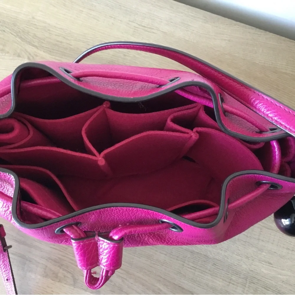 Coach Hot Pink Pebbled Leather Drawstring Shoulder Bucket Bag w/Matching Wallet - Picture 12 of 15